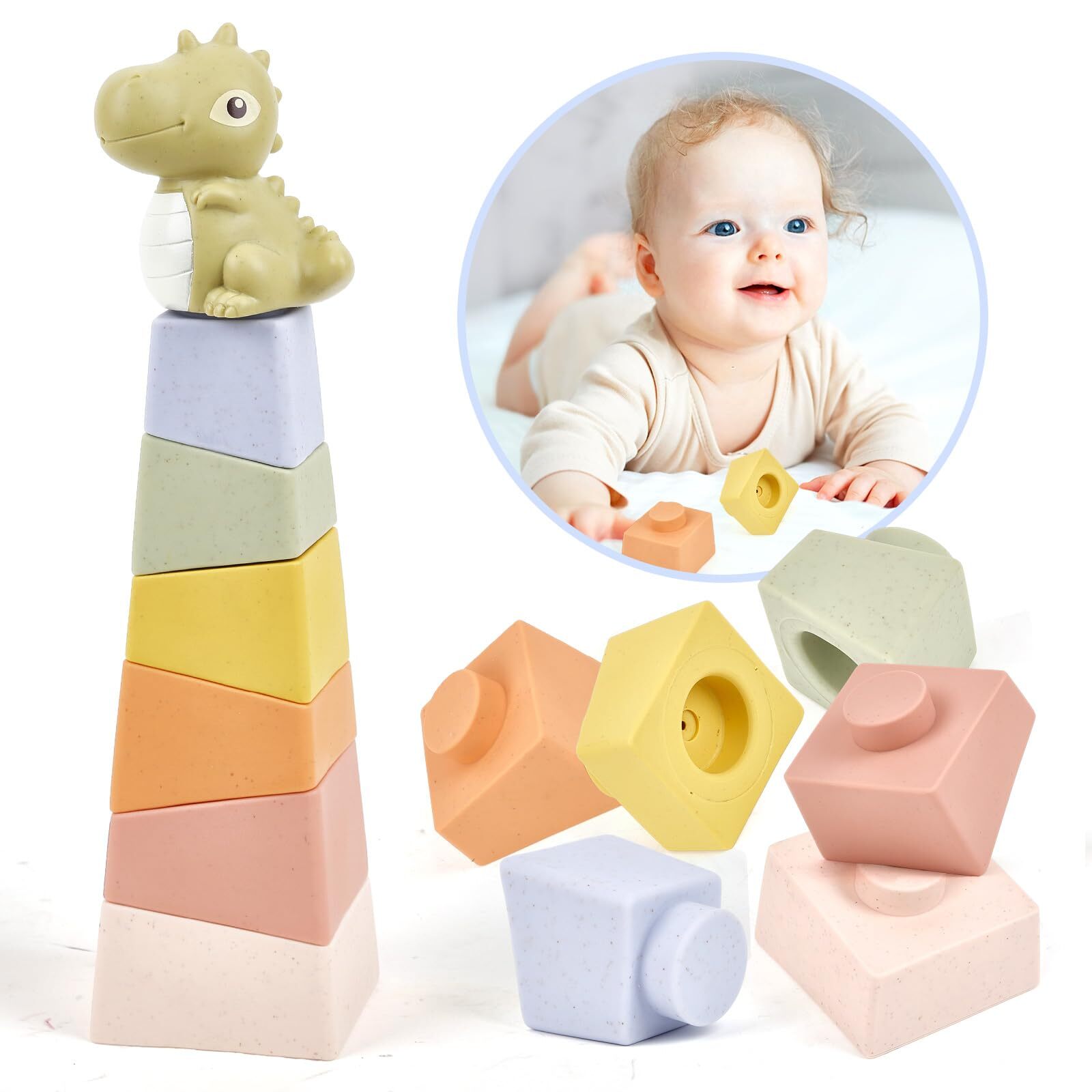 Pink ToToo Stacking & Nesting Baby Toys Squeeze Teething Baby Toys and Buildi...