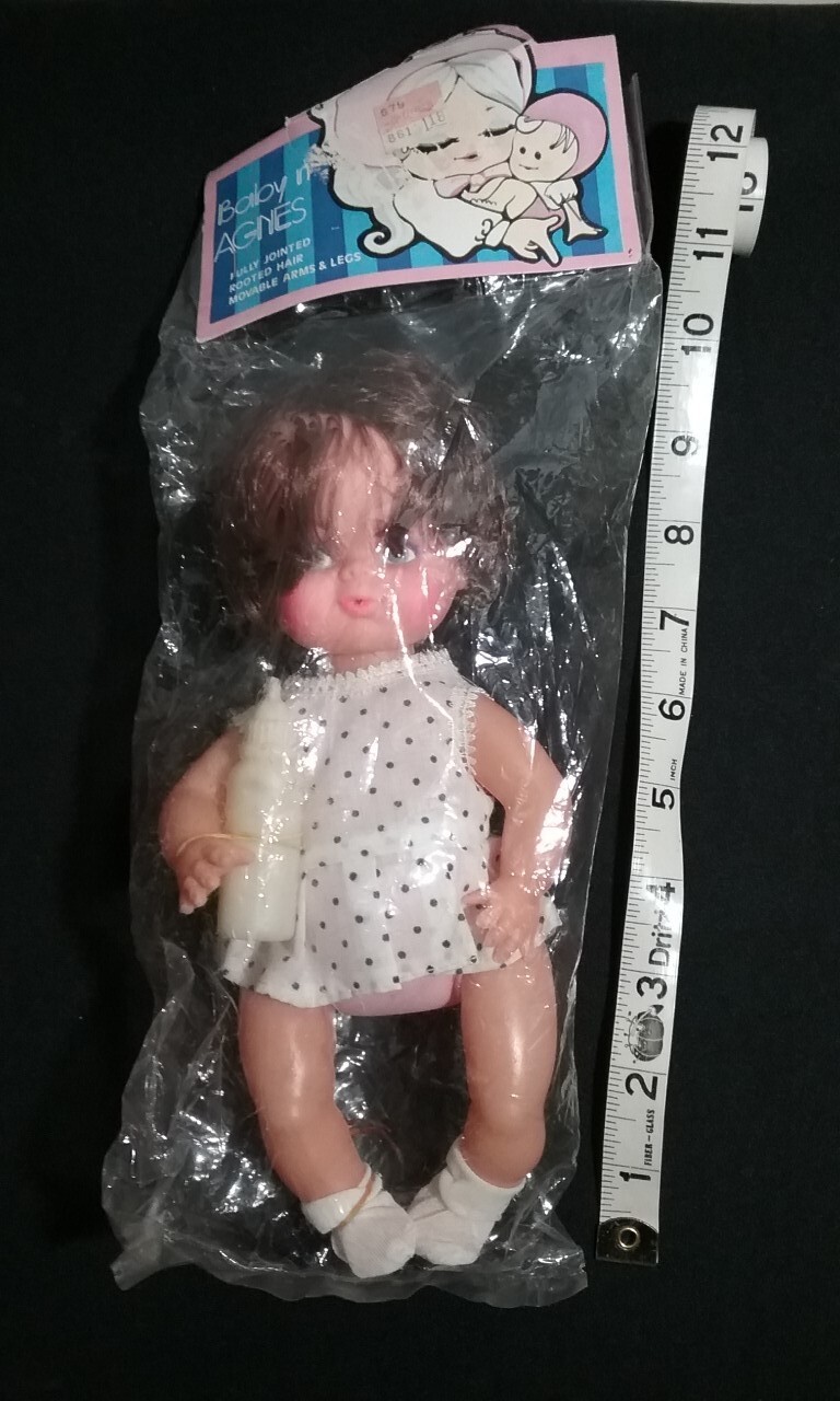 Vtg Baby n Agnes Doll 9" Original Package  Made in Hong Kong