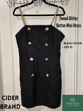 Cider Brand, Tweed Glitter Button Mini Dress “NEW” Size XL