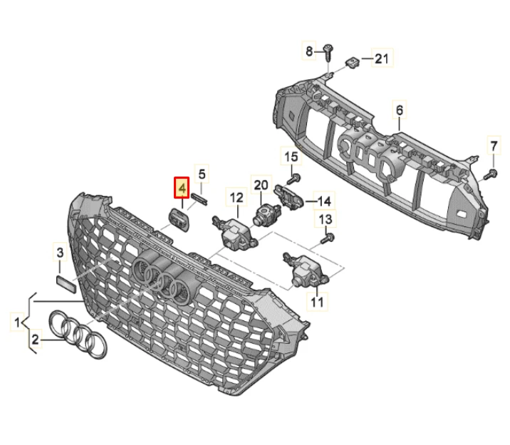 NEW GENUINE AUDI Q3 RSQ3 FRONT GRILLE RSQ3 BADGE SECURING ELEMENT