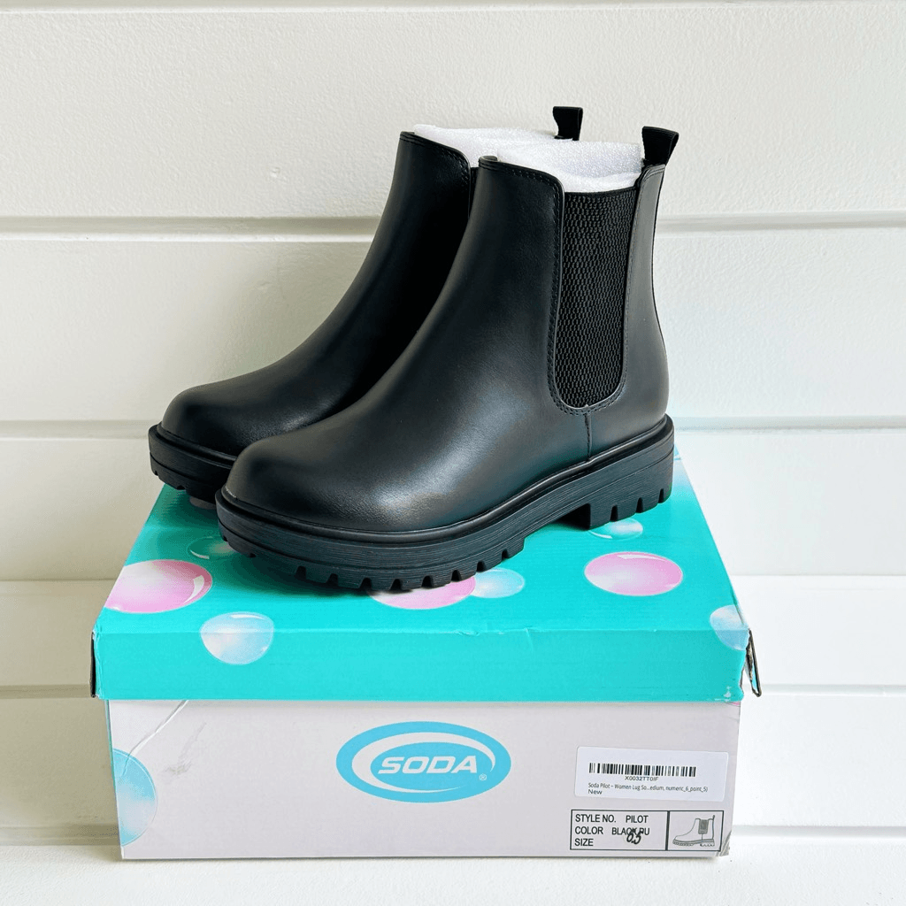 Soda Pilot Women's Lug Sole Low Heel Chelsea Fashion Ankle Bootie