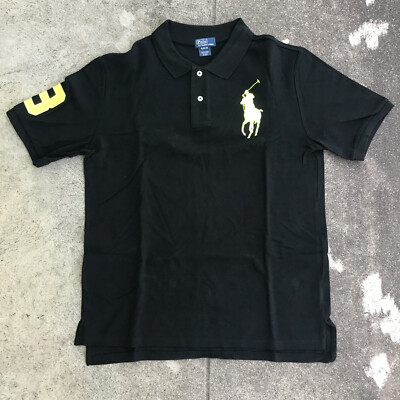 Polo Ralph Lauren Shirt XL (18-20) Youth Black Yellow Short Sleeve