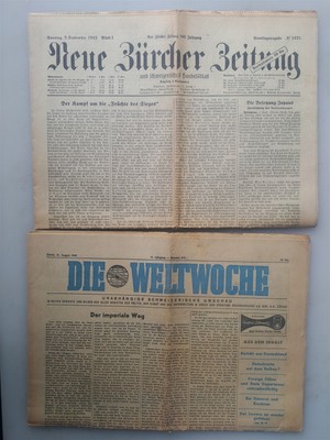 TWO Post-VE German& Swiss Newspapers - August & September 1945