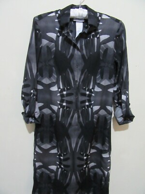 New Auth AKRIS Punto 100% Wool Gray Print Shirt Dress Sz.2