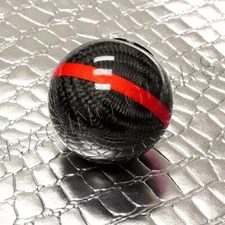 REAL CARBON FIBER BALL MANUAL MT GEAR SHIFT SHIFTER KNOB W/RED STRIPE UNIVERSAL