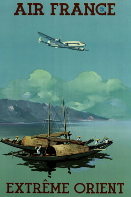 Extreme Orient Air France Travel Original Vintage Wall Art Home - POSTER 20x30