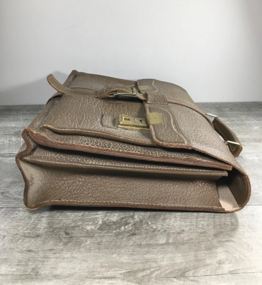 Maletín de cuero reforzado vintage cartera escolar abogado de negocios bolsa de viaje Foto 2 de 4