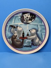 8" 1998 Coca-Cola Polar Bear & Seal Collectible Plastic Dinner Plate By Gibson