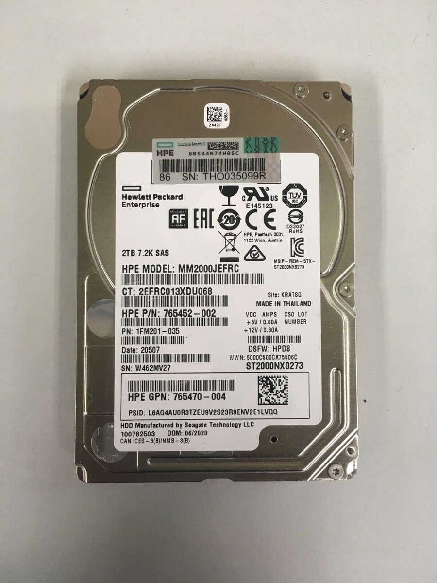 オンライン買取 MM2000JEFRC-HPE 2TB 7.2K 12GB SFF SAS ハード
