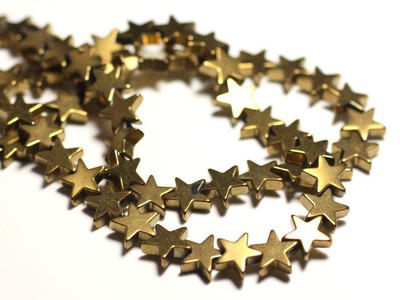 Lot De 20 Perles En Hématite étoiles 8mm - Pour Création Bijoux, Pierre Naturelle, Neuves