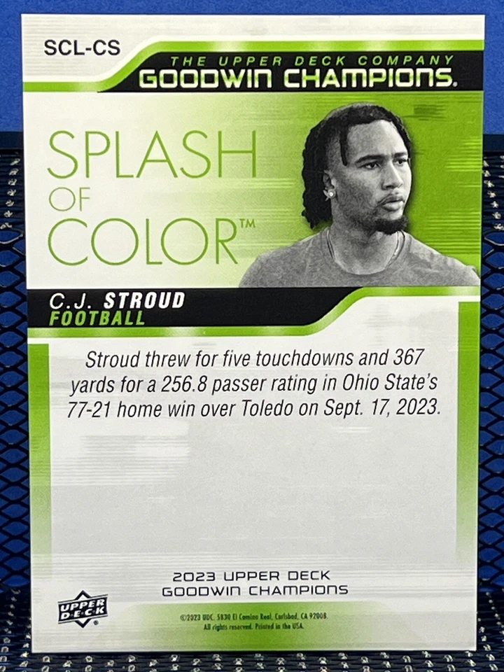 2023 UD Goodwin Champions CJ STROUD Splash Of Color 3D Texans - Image 2 of 2