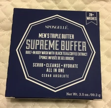 Spongelle MEN’s TRIPLE BUTTER SUPREME ~ CEDAR ABSOLUTE Sponge Shower Buffer New