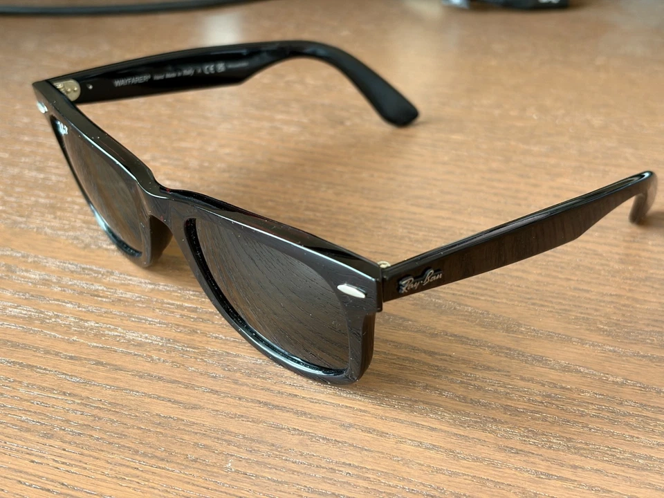 Authentic Ray-Ban Wayfarer RB2140 901 50mm Black G-15 Green Sunglasses VGC, photo 3 of 5