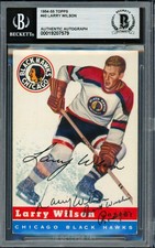 Larry Wilson Signed 1954-55 Topps Card 40 Chicago Black Hawks Beckett