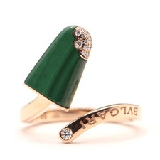 BVLGARI Gelati Malachite Diamond Ring Rose Gold #51 US 5.5