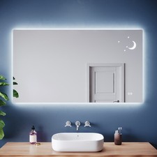 Illuminated Bathroom Mirror with LED Lights Shaver Socket Demister Large Size