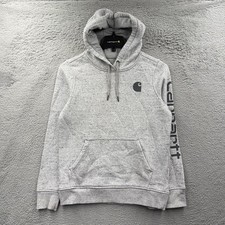 Carhartt Clarksburg Spellout Hoodie Sweatshirt Womens Size S Relaxed Gray 102791