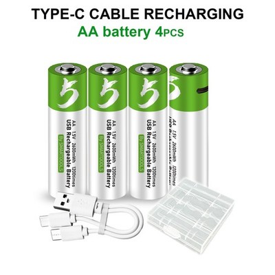 4pcs AA Rechargeable Battery AA Batteries USB/Type-C 1.5V 1733mAh 2600mWh