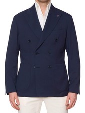 SARTORIA PARTENOPEA Blue Wool Super 120'S Unlined DB Jacket NEW 2025 Exclusive