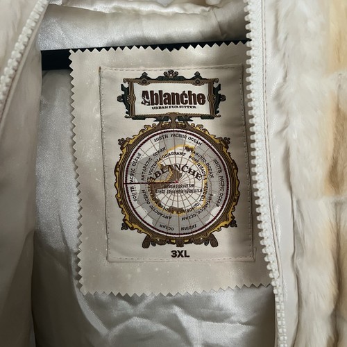 ABlanche Urban Faux Chinchilla Striped Cream Men’s Fur Hooded Bomber Jacket 3XL - Picture 4 of 7