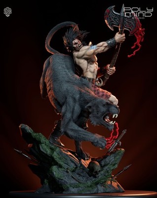 Slaine | Warp Fury Barbarian & Battle Beast | UNPAINTED | 1/6 Scale Resin Statue