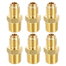 6PCS 1/4" Male Flare x 1/4" Male NPT Thread Brass Hex Extension Adapter
