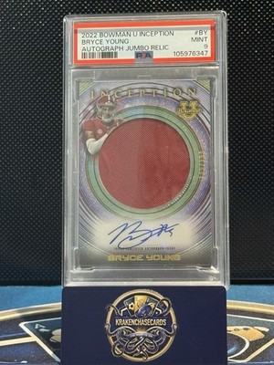 Bryce Young - 2022-23 Bowman Inception University Jumbo Relic Auto /199 - PSA 9