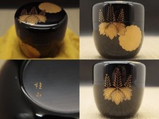Japanese Wajima Lacquer Wooden Tea Caddy Natsume ー Koudaiji Makie (204)