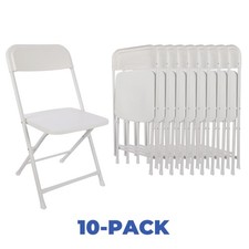 Mainstays MS6511745671014 Heavy Duty Steel Frame Resin Folding Chairs, White 10