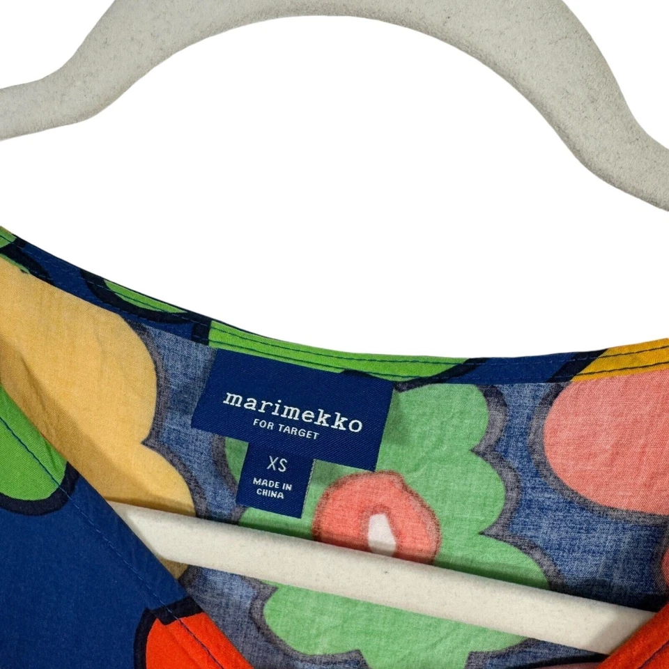 Vestido Marimekko for Target Azul Floral Preppy Retro Vacaciones Playa Para Mujer XS Foto 3 de 4