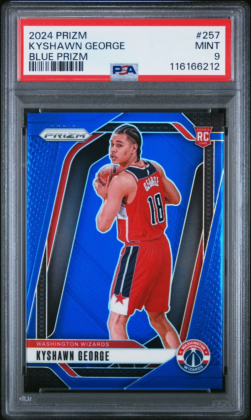 2024 PANINI PRIZM BLUE PRIZM #257 KYSHAWN GEORGE 161/199 PSA 9