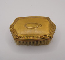 Vintage Baby Brush - Wood Base w/Brass Overlay MCM 1940s 3" x 1.75"