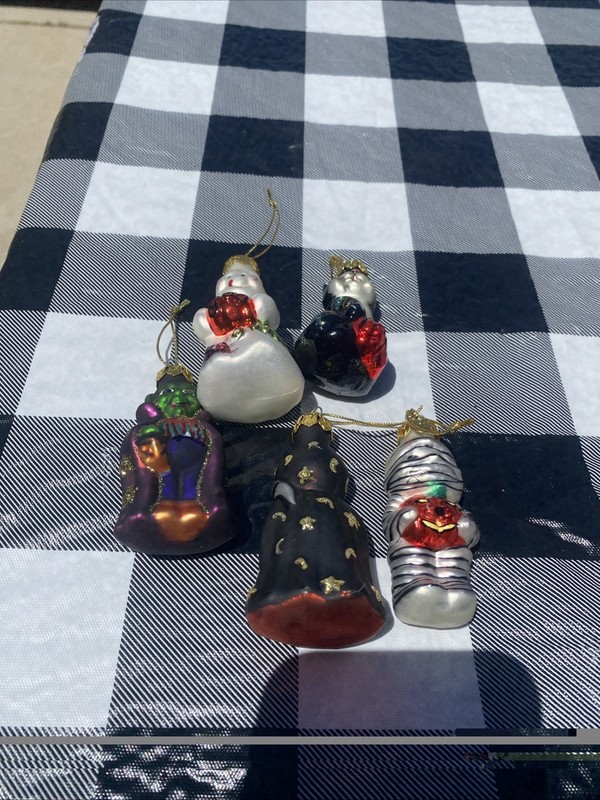 vintage Department 56 miniature blown glass Halloween ornaments.