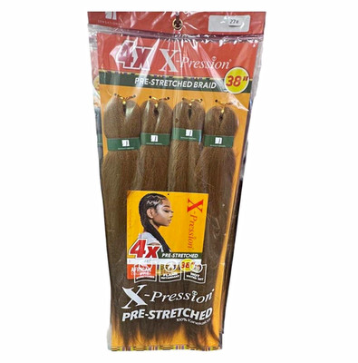 X-Pression 4X Pre-Stretched Synthetic Braid Hair Extensions Straight 38in 27#