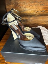 NEW Badgley Mischka Eliana Women's Black Satin Platform Heels Size 8.5