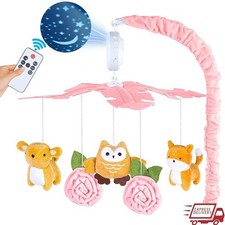Baby Crib Mobile Music Lights Remote Control Rotation Starlight Projection Toys