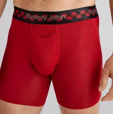 Tommy John Boxer Brief Hammock Pouch - Red/Red Buffalo Plaid Size M.