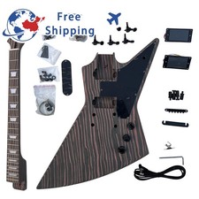 Zebrawood 22 Frets Bone Nuts T-o-m Set Neck DIY Electric Guitar Kits FREE SHIP