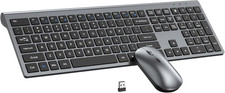 Wireless Keyboard and Mouse Combo, Full Size Mouse, Gray Black