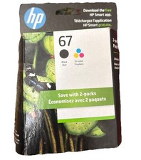 NEW Genuine HP 67 2-Pack Black Tri-Color Ink Cartridges Exp 2024 SEALED