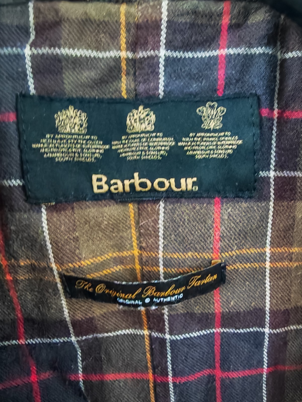 Barbour Vintage Beadnell Waxed Cotton Jacket Womens UK 18 Olive Brown Tartan image 4