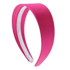 Hot Pink 2 Inch Wide Satin Hard Headband with No Teeth