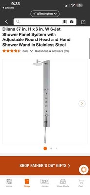 Vigo VG08001 Dilana 67'' H 6-Jet Thermostatic Shower Panel - Stainless Steel