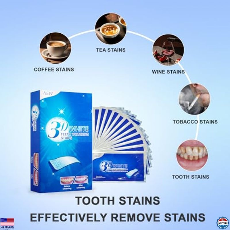 9D Teeth Whitening Strips 28Pcs - Premium Safe Non-Sensitive Kit For Gentle & Effective Whitening - Peroxide-Free Formula For Reduced Sensitivity - Ideal For Removing Coffee, Smoking, & Tea Stains | Buy