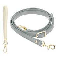 41-49 Inch Adjustable PU Leather Purse Strap with Wristlet, Grey/Gold