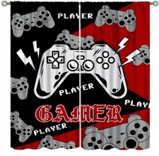 Gaming Curtains for Boys Bedroom Kids Gamer Room Decor Curtain Teens Black an...
