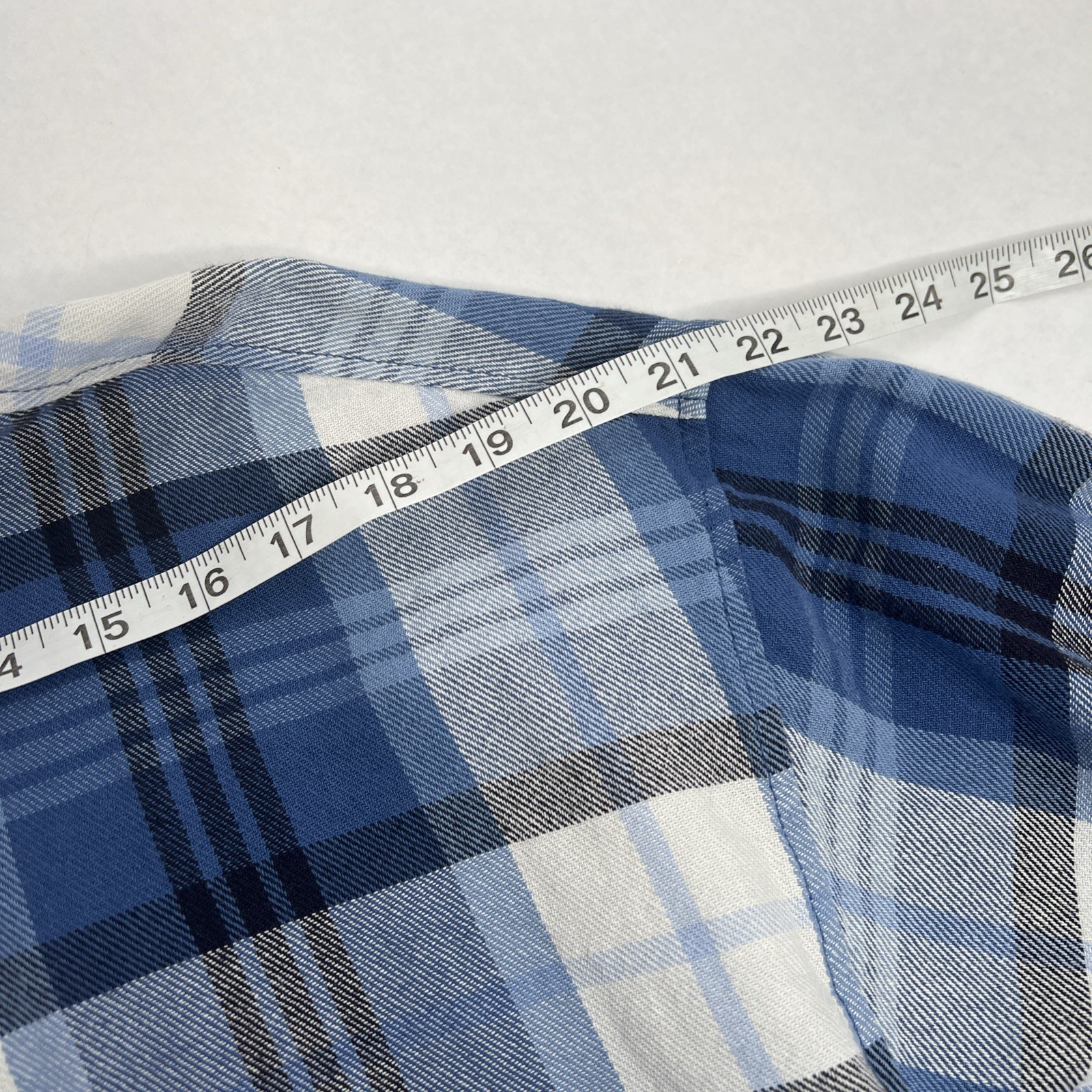 H&M Mens Cotton Button Down Up Blue Plaid Small S Oversized Girls’ Boyfriend thumbnail 7