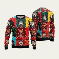 Funny Cartoon Dog Face Ugly Christmas Sweater