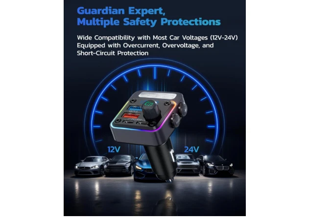 Adaptador Coche Nulaxy 54W Bluetooth 5.3 PD36W QC3.0 FM Bajos Profundos Foto 2 de 4