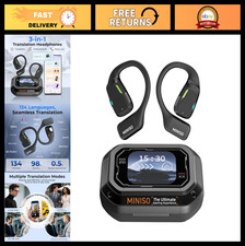 3-in-1 AI Translation Earbuds, Real-Time Translator with App, 134 Languages, LCD